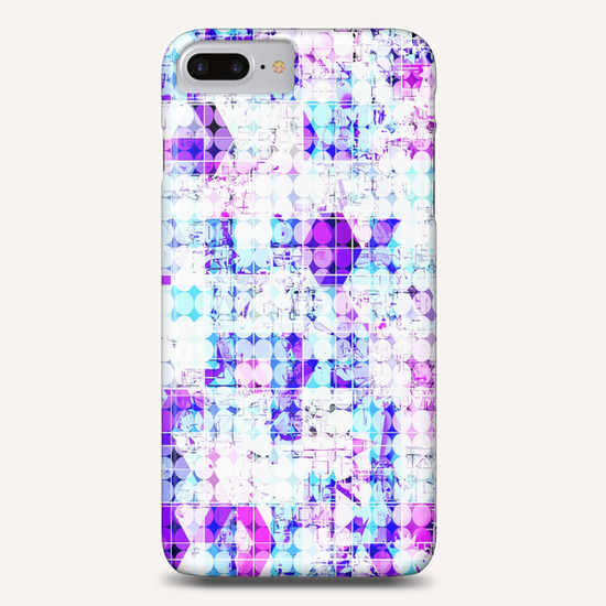 geometric square and circle pattern abstract background in pink blue Phone Case by Timmy333