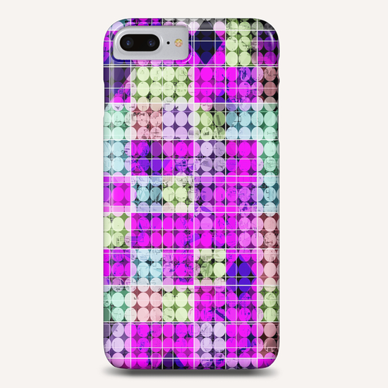 geometric square and circle pattern abstract in pink blue Phone Case by Timmy333