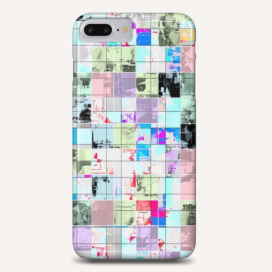 geometric square pattern abstract in blue and pink Phone Case by Timmy333