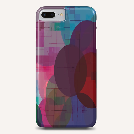 geometric circle and square pattern abstract in pink blue Phone Case by Timmy333