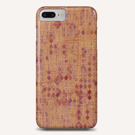 geometric square pixel pattern abstract in brown and pink Phone Case by Timmy333