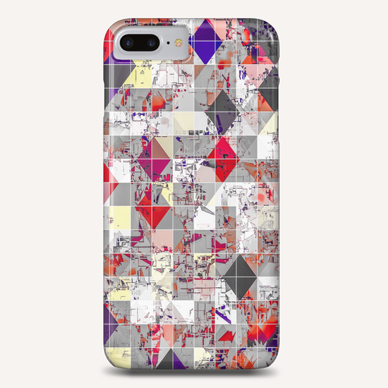 geometric square pixel pattern abstract in purple orange red Phone Case by Timmy333