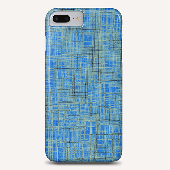 geometric square pattern drawing in blue Phone Case by Timmy333