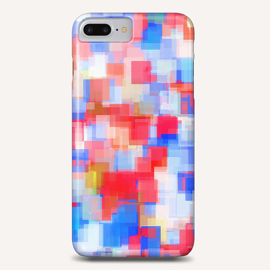 geometric square pattern abstract background in red and blue Phone Case by Timmy333