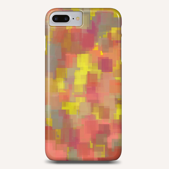 geometric square pattern abstract background in pink brown yellow Phone Case by Timmy333