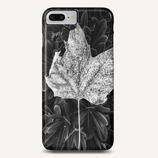 closeup leaves texture in black and white Phone Case by Timmy333