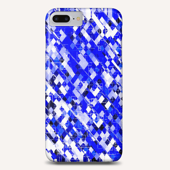 geometric square pixel pattern abstract background in blue Phone Case by Timmy333