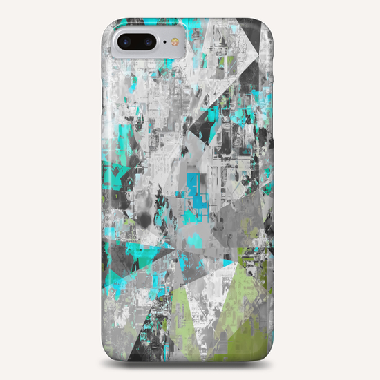 psychedelic geometric triangle pattern abstract in blue black and green Phone Case by Timmy333