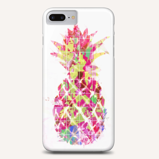 pineapple in pink yellow green blue with geometric triangle pattern abstract Phone Case by Timmy333