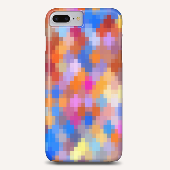 geometric square pixel pattern abstract in pink blue orange Phone Case by Timmy333