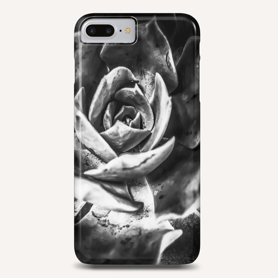 closeup succulent plant in black and white Phone Case by Timmy333