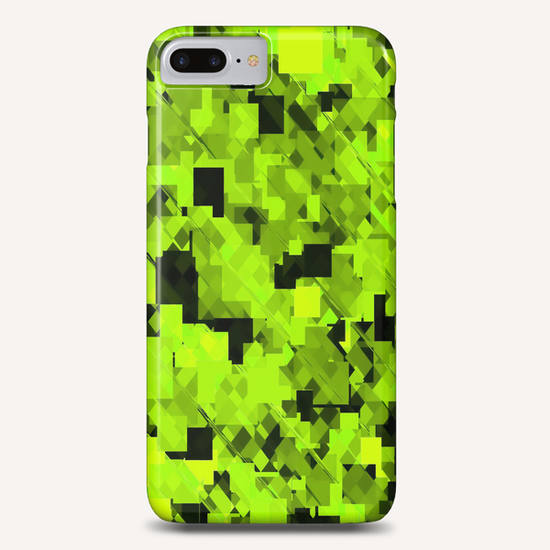 geometric square pixel pattern abstract background in green and black Phone Case by Timmy333