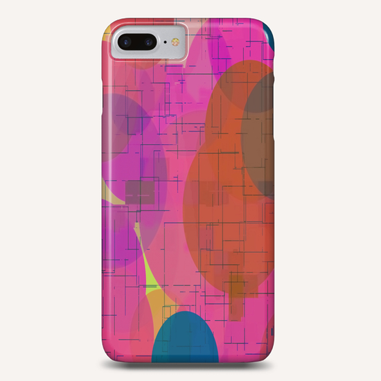 geometric square and circle pattern abstract in pink red blue Phone Case by Timmy333