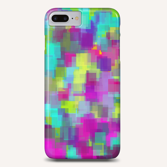 geometric square pattern abstract background in pink yellow blue Phone Case by Timmy333