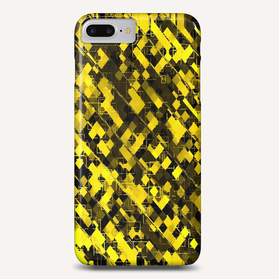 geometric square pixel pattern abstract background in yellow and black Phone Case by Timmy333