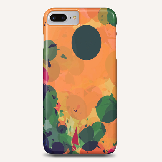 geometric circle and triangle pattern abstract in green orange red Phone Case by Timmy333