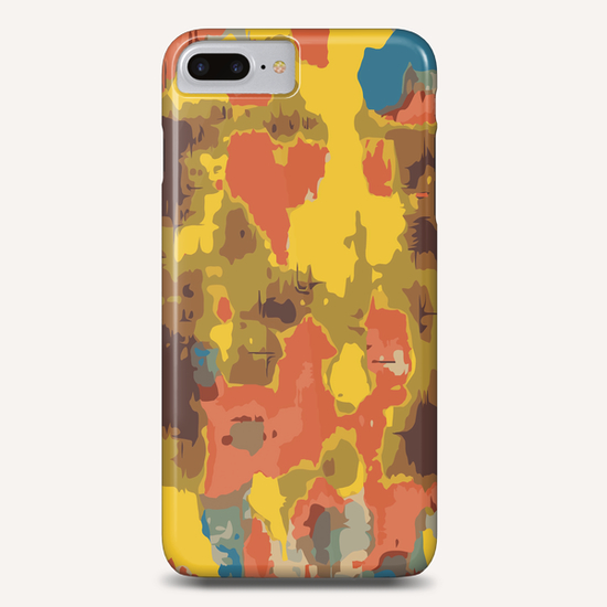 vintage psychedelic geometric painting texture abstract in orange yellow brown blue Phone Case by Timmy333