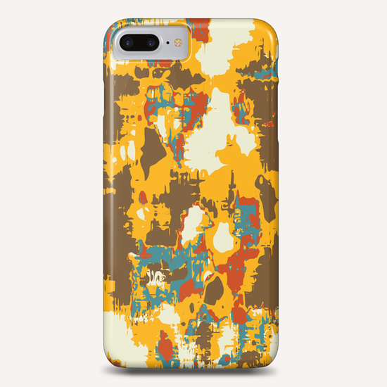 psychedelic geometric painting texture abstract in yellow brown red blue Phone Case by Timmy333