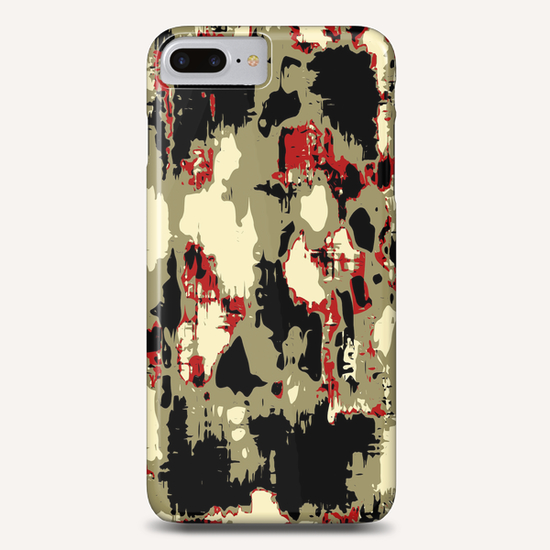 vintage psychedelic geometric painting texture abstract in red brown black Phone Case by Timmy333