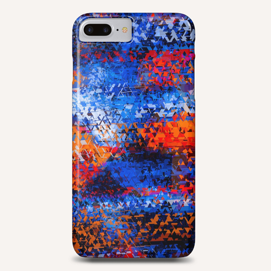 psychedelic geometric polygon shape pattern abstract in blue red orange Phone Case by Timmy333
