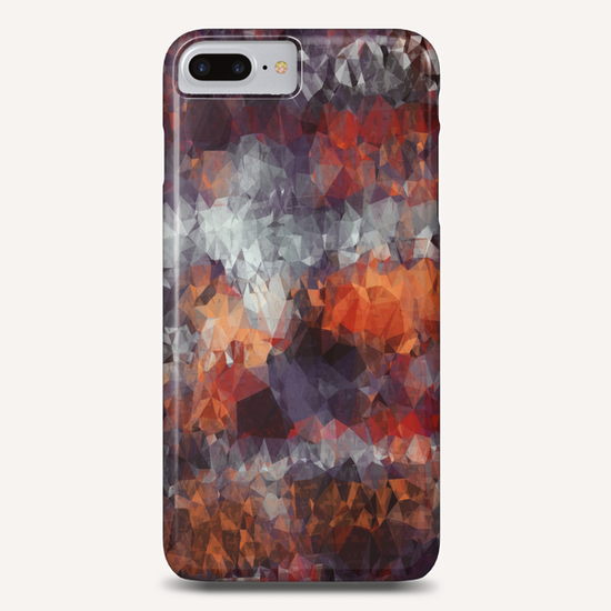 psychedelic geometric polygon shape pattern abstract in orange brown red black Phone Case by Timmy333