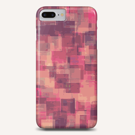 psychedelic geometric square pattern abstract in pink and purple Phone Case by Timmy333