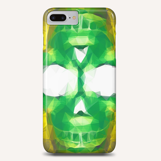 psychedelic skull art geometric triangle abstract pattern in green yellow Phone Case by Timmy333