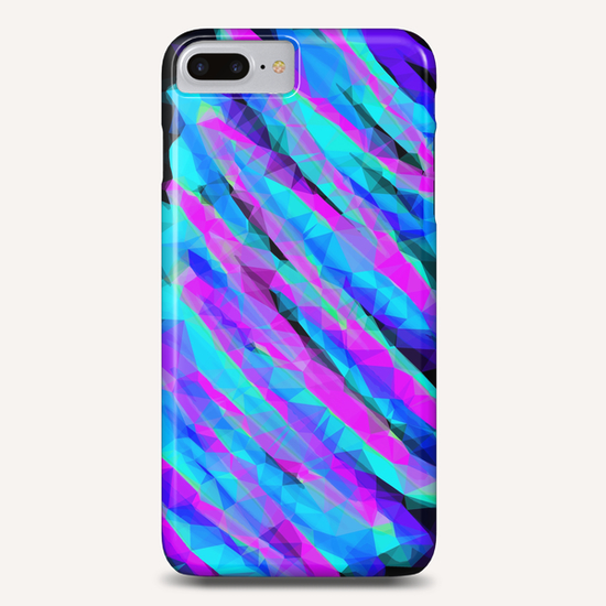 psychedelic geometric polygon abstract in pink blue with black background Phone Case by Timmy333