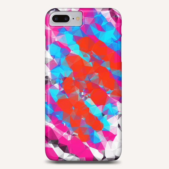 psychedelic geometric polygon abstract in pink red blue Phone Case by Timmy333