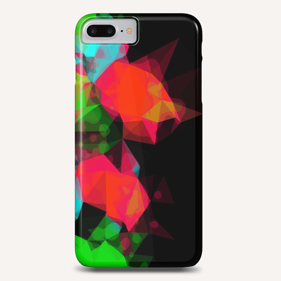 geometric triangle abstract pattern in green blue red with black background Phone Case by Timmy333