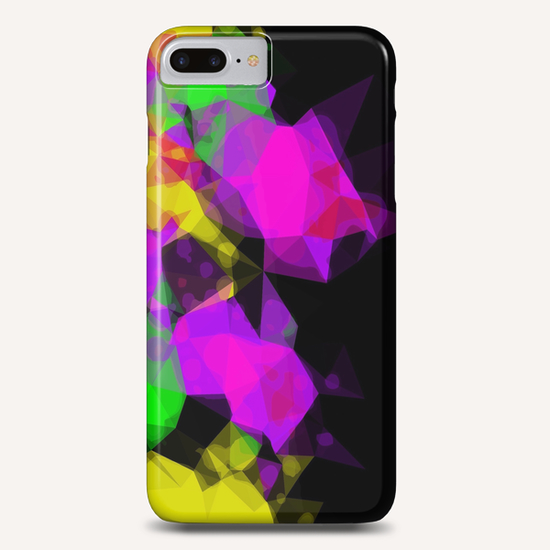 geometric triangle abstract pattern in pink purple yellow green with black background Phone Case by Timmy333