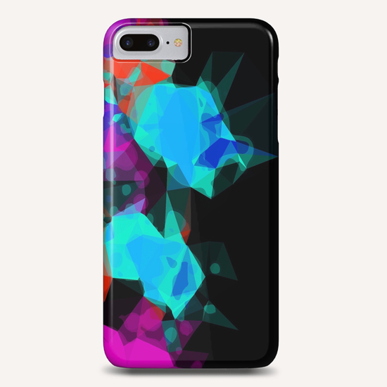geometric triangle abstract pattern in pink blue red with black background Phone Case by Timmy333