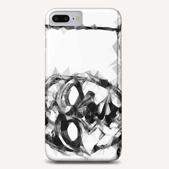 psychedelic geometric polygon pattern face portrait in black and white Phone Case by Timmy333