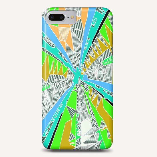 psychedelic geometric pattern drawing abstract background in blue green yellow brown Phone Case by Timmy333