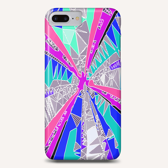 psychedelic geometric pattern drawing abstract background in blue pink purple Phone Case by Timmy333