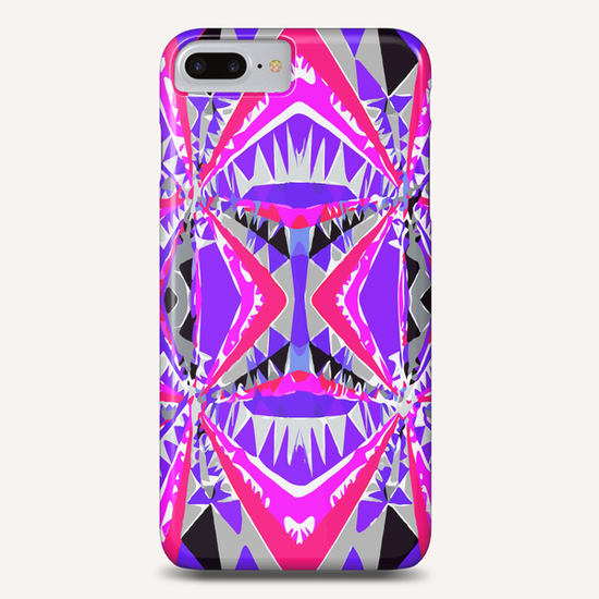 psychedelic geometric abstract pattern background in pink and purple Phone Case by Timmy333