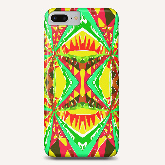 psychedelic geometric abstract pattern background in yellow red green Phone Case by Timmy333