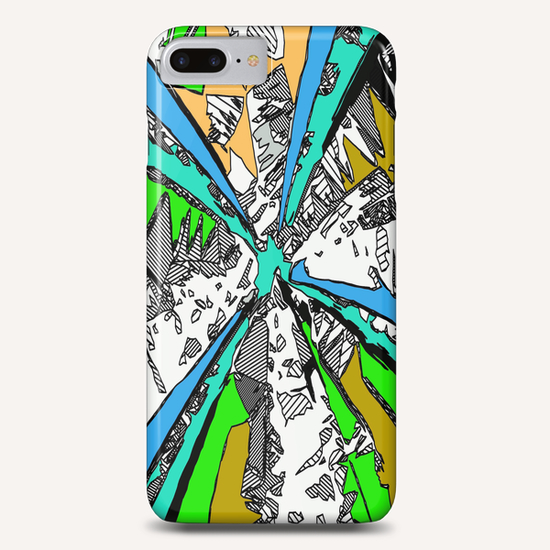 geometric splash drawing and painting abstract background in blue green brown Phone Case by Timmy333