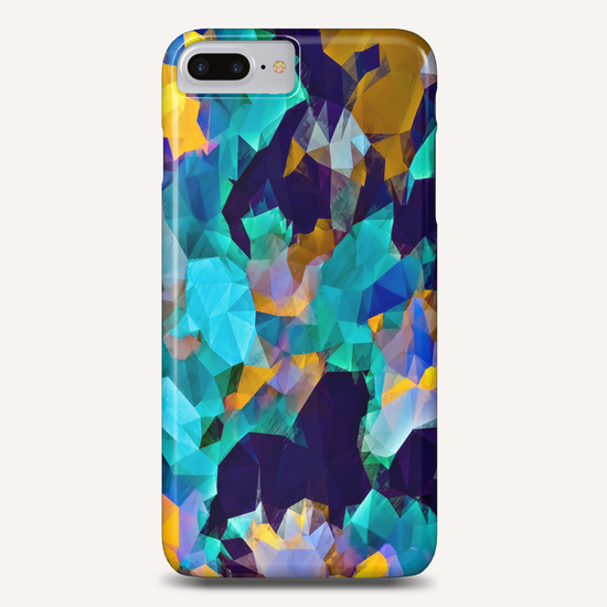 psychedelic geometric polygon abstract pattern in green blue brown yellow Phone Case by Timmy333