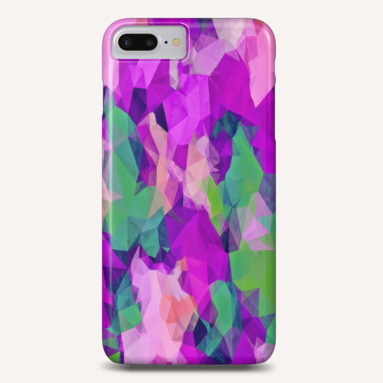 psychedelic geometric polygon pattern abstract in pink purple green Phone Case by Timmy333