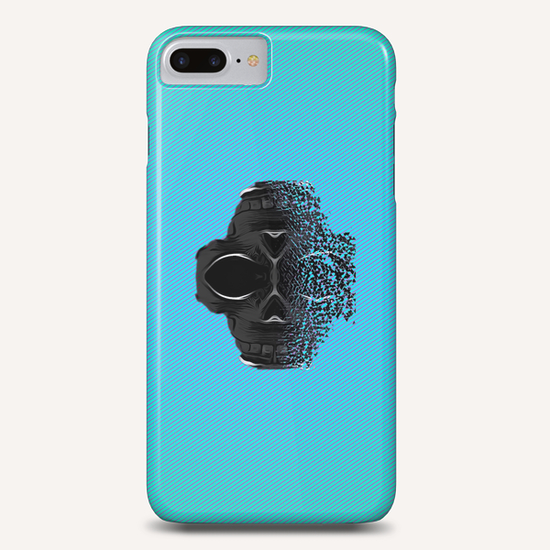 fractal black skull portrait with blue abstract background Phone Case by Timmy333