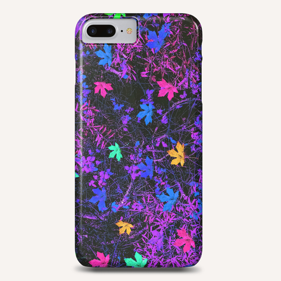 maple leaf in pink blue green yellow purple with pink and purple creepers plants background Phone Case by Timmy333