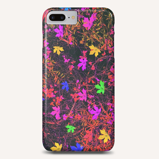 maple leaf in yellow green pink blue red with red and orange creepers plants background Phone Case by Timmy333