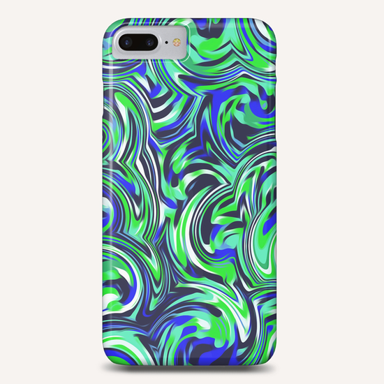 spiral line drawing abstract pattern in blue and green Phone Case by Timmy333