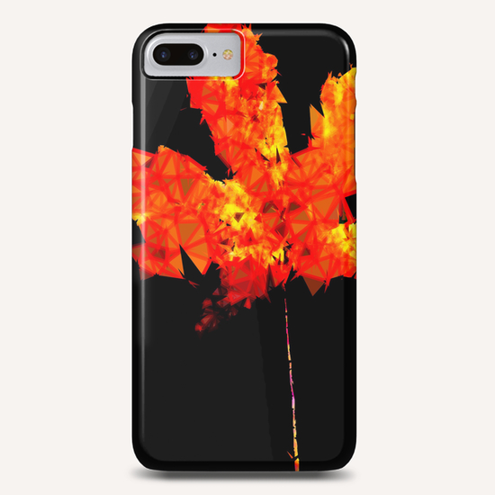 orange and yellow geometric polygon maple leaf abstract with black background Phone Case by Timmy333