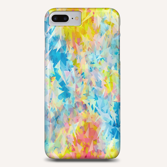 psychedelic geometric triangle abstract pattern in blue pink yellow Phone Case by Timmy333