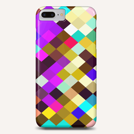 geometric square pixel pattern abstract in purple pink yellow blue brown Phone Case by Timmy333