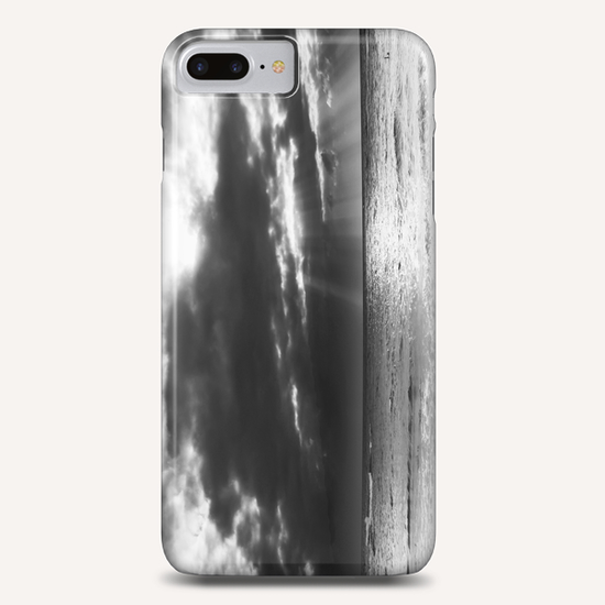 sandy beach with cloudy sky in black and white Phone Case by Timmy333
