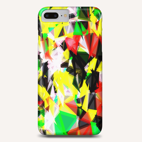 psychedelic geometric abstract pattern in green red yellow black Phone Case by Timmy333