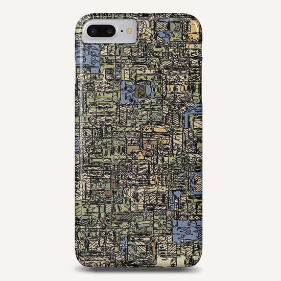 vintage psychedelic drawing and sketching abstract background in blue and brown Phone Case by Timmy333